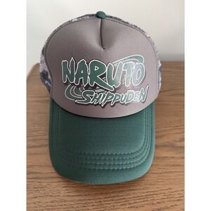 Naruto Shippuden Trucker Hat Reason Clothing Gray Green Mesh Snapback Anime NWT